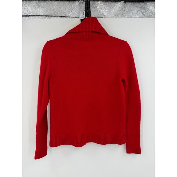 J.Crew Womens Size M Turtle Neck Sweater Wool Blend Red Long Sleeve Minimalist - Picture 2 of 9